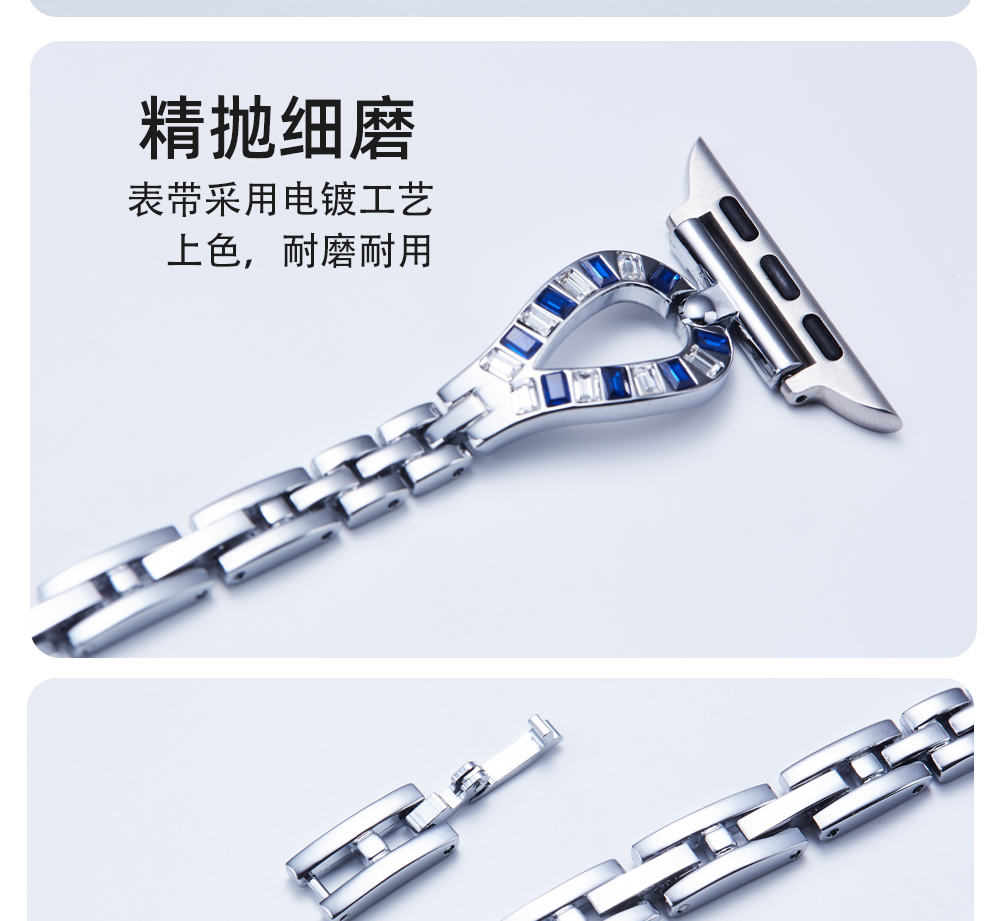 Apple Watch 10 42mm 46mm Metal Strap S10 S9 S8 Stainless Steel Bracelet 41mm 45mm 44mm 40mm Deluxe Bracelet iWatch Ultra 49mm SE/7/6/8 Women's Wristband ราคา 373 บาท*ส่งฟรี