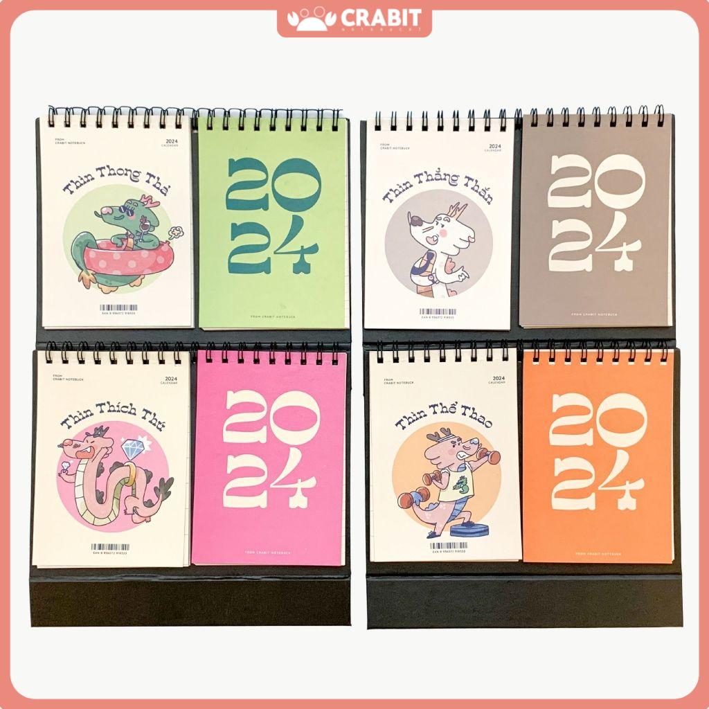 Lịch để bàn 2024 kèm note ghi chú to do list Crabit Calendar Thìn Thần Thái