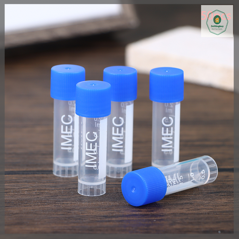 【Jettingbuy】 Hot Sale 50Pcs 1.8ml(2ml) Plastic Graduated Cryovial Plastic Test Tube Freezing Tube Sample Cold Storage Tubes With Screw Cap ราคา 64 บาท*ส่งฟรี
