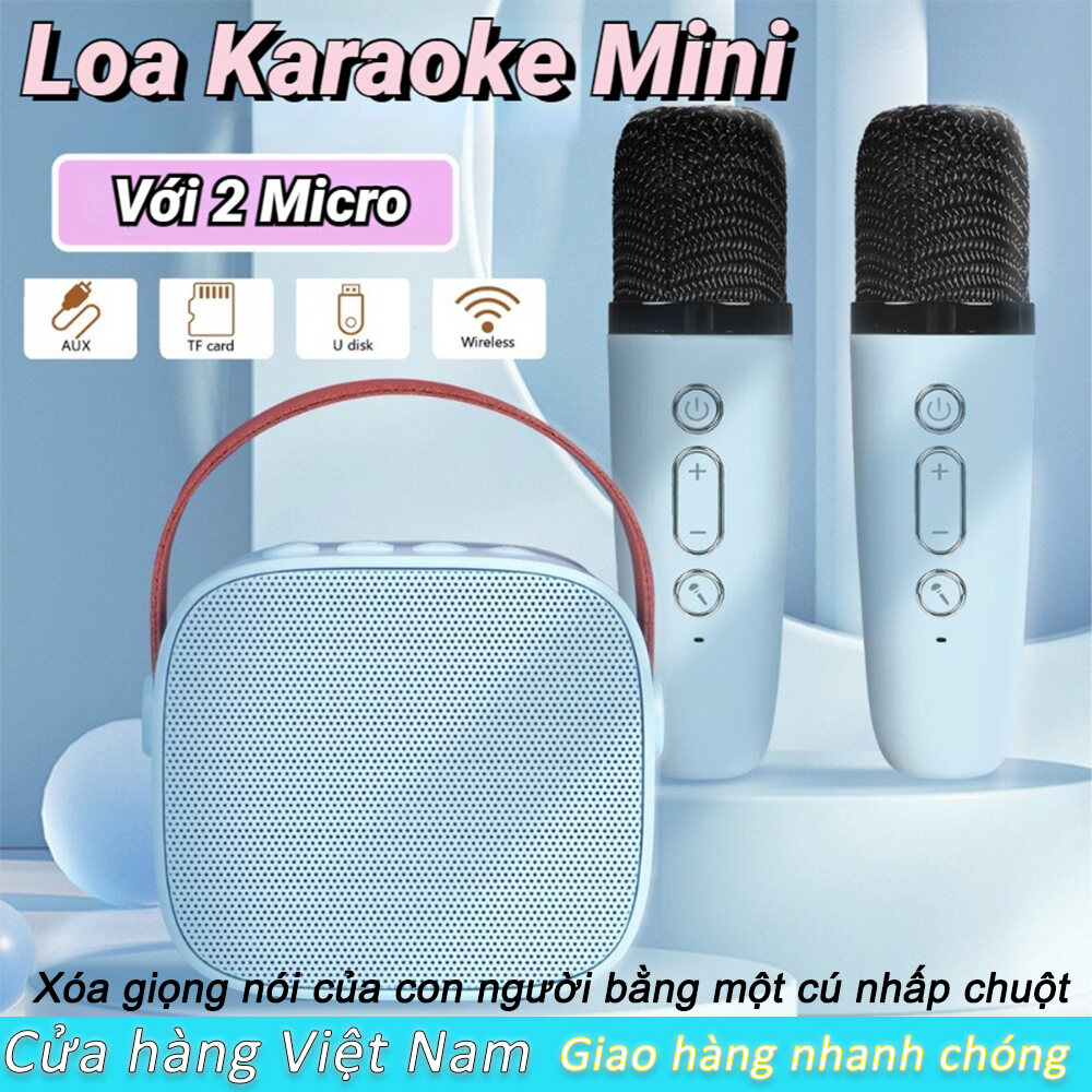 K1 Karaoke Loa Bluetooth Mini Tặng Kèm Micro Hát Không Dây Có Tay Cầm Bass Hay, loa bluetooth hát karaoke, micro hát karaoke