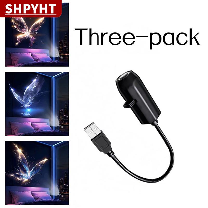 [COD] SHPYHT Đèn LED máy chiếu USB 3 6 món quà Lễ hội ánh sáng ban đêm hình con sứa Bướm hình cá voi có thể điều chỉnh