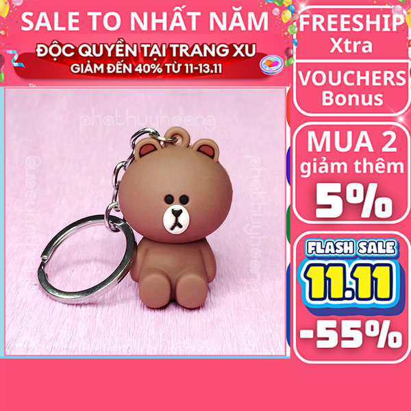 Móc khóa hình gấu nâu - gift love