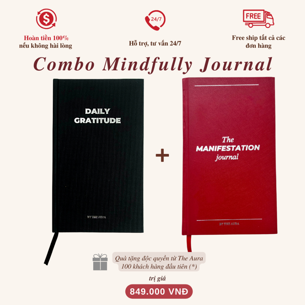 Combo Sổ Tay, Sổ Nhật Ký Luật Hấp dẫn Daily Gratitude + Manifestation Journal Giúp Bạn Có Cuộc Sống Tích Cực Hạnh Phúc