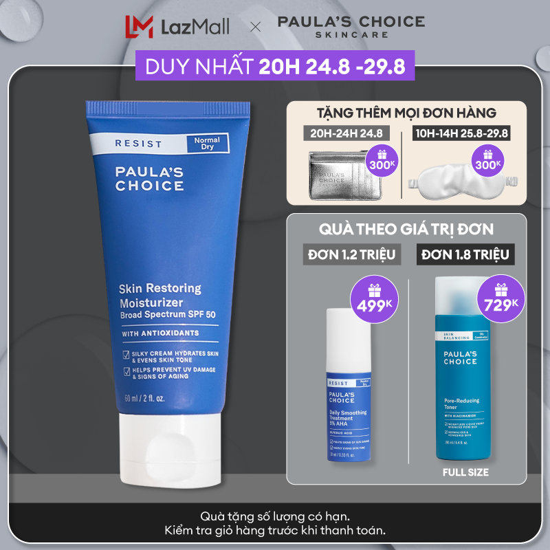 Kem chống nắng chống lão hóa Paula’s Choice Resist Skin Restoring Moisturizer with SPF 50 60ml 7970