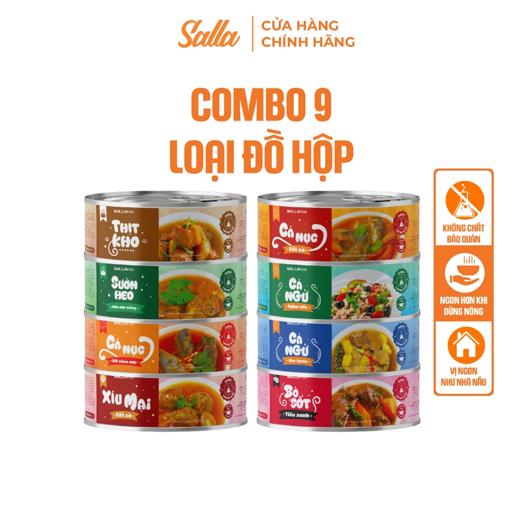 Món Ăn Liền 9 Vị Đóng Hộp SALLA Ngon Như Nhà Làm - Bổ Dưỡng, Nhanh Chóng, Tiện Lợi