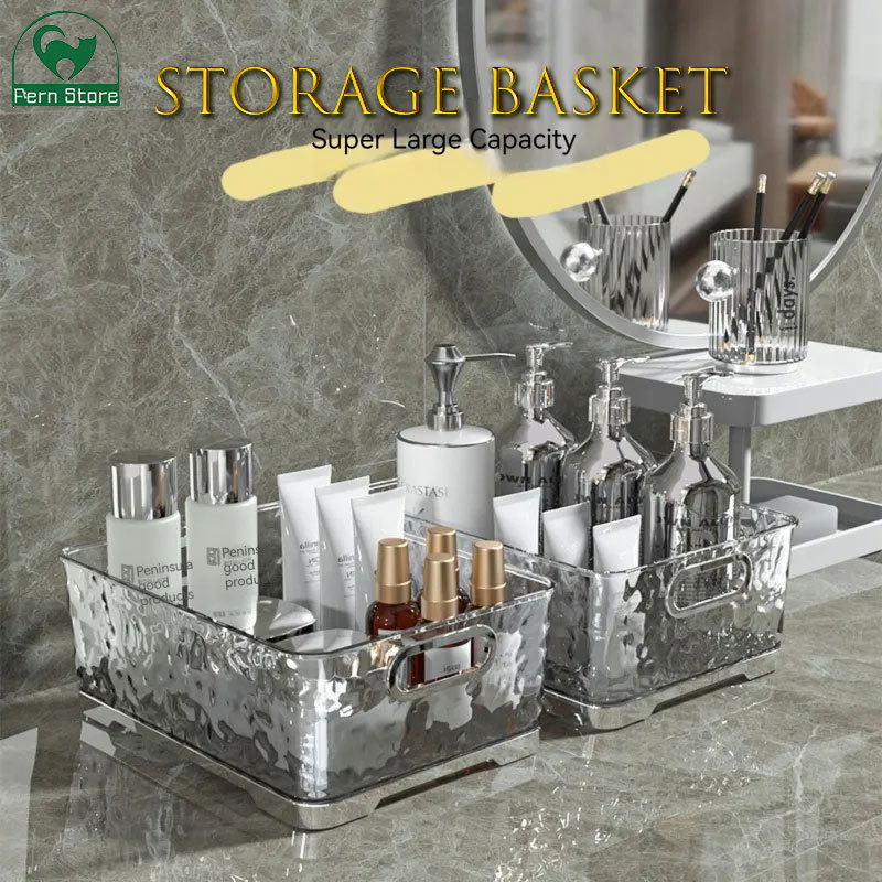 Desktop cosmetics storage box transparent basket Dormitory mask snacks