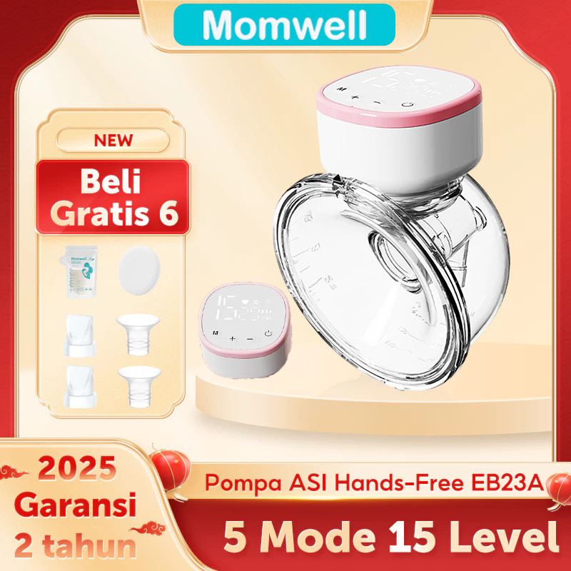 Momwell Handsfree Pompa Asi Elektrik Wearable Breast Pump 5 Modes 15 Levels 24mm BPA Free Wireless EB23