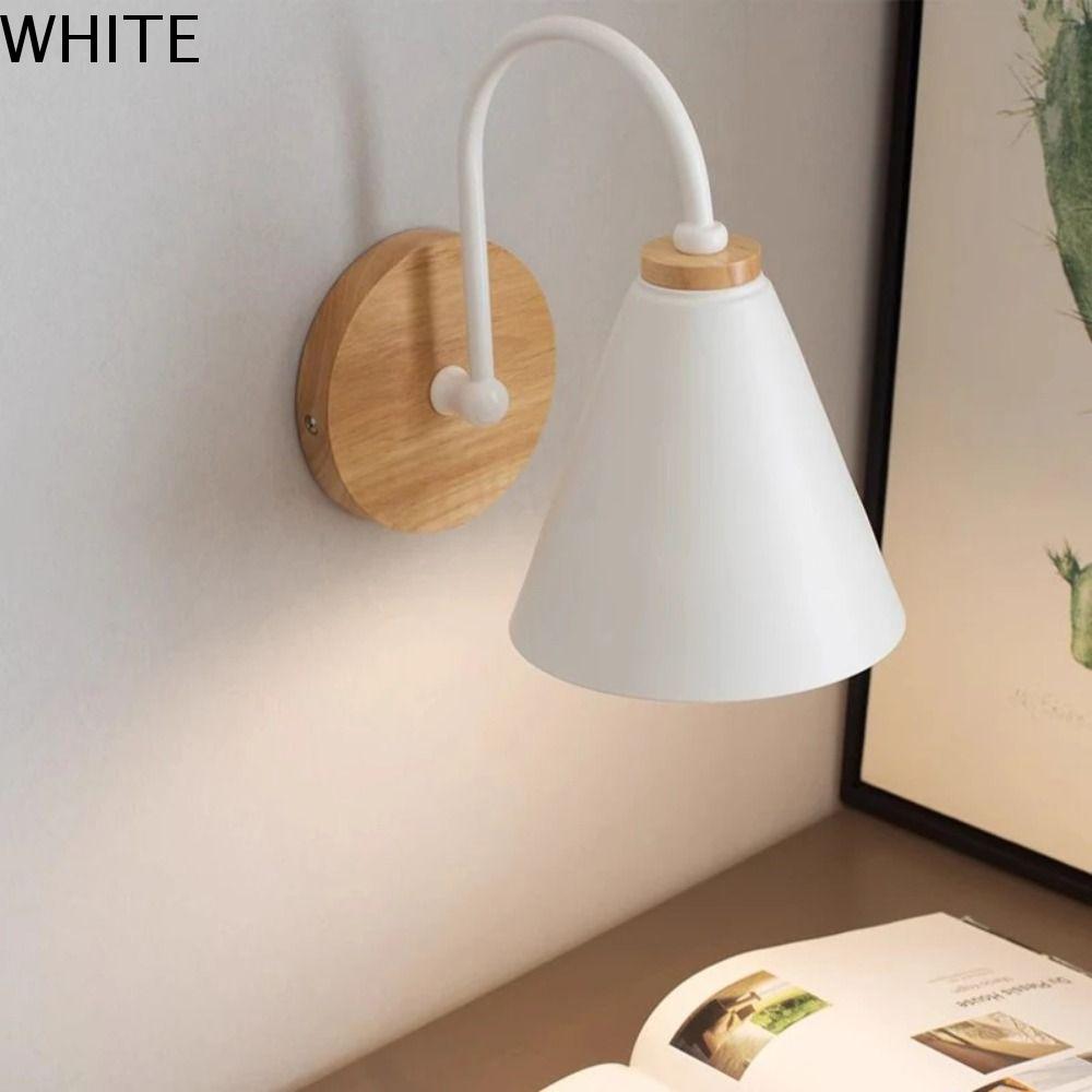 WHITE E27 Đèn tường Bắc Âu Gỗ nguyên miếng Chân đèn treo tường Chân Đèn lối đi Sáng Tạo Đèn cạnh giường Phòng ngủ