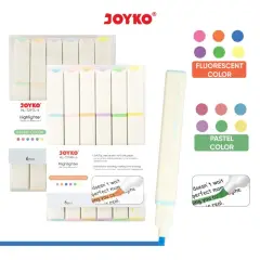 Highlighter Joyko HL-72 6 Warna Penanda Berwarna Pastel Fluorescent