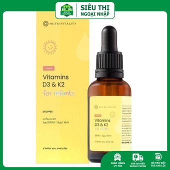 Vitamin D3 & K2 MK7 Nutrivitality Anh D3K2 D3 K2 K2D3 Dành Cho Bé, Giúp Xương Chắc Khoẻ