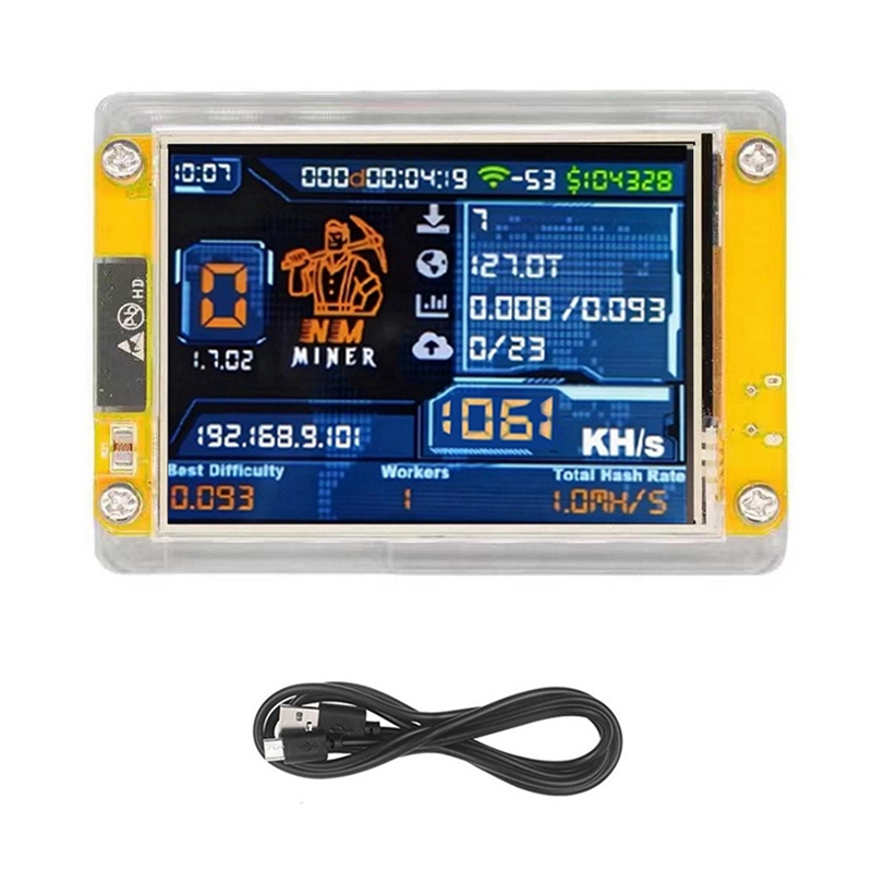 Smart Display 2.8" Bitcoin Crypto Mining Machine 1060KH/S Upgraded Solo Miner 1060KH/S NMMiner Harshrate
