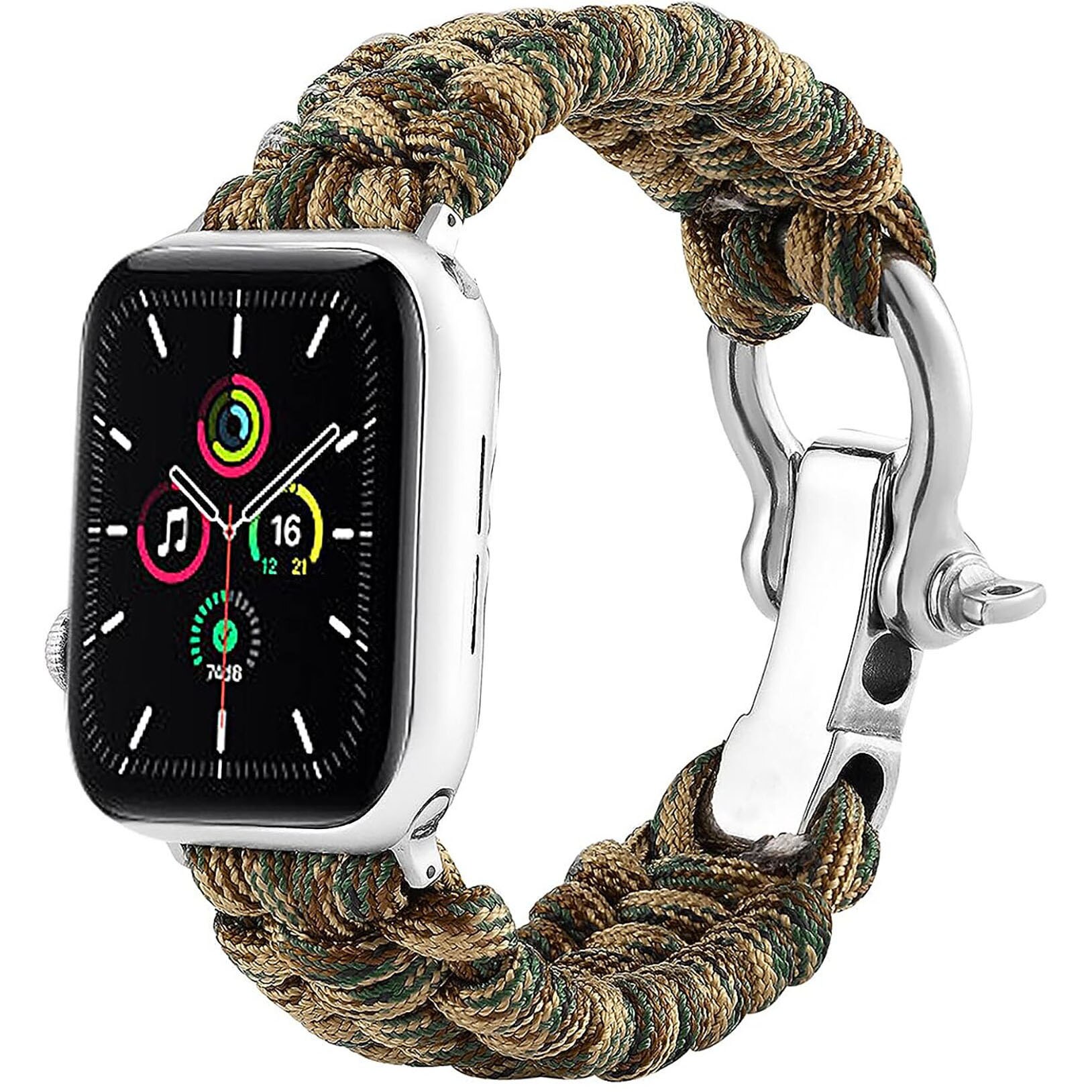 Ngoài Trời dây thừng bện dây đeo cho đồng hồ Ban Nhạc Siêu 49Mm 8 7 45Mm 41Mm Nylon Vòng Đeo Tay iWatch sê-ri SE 6 5 4 3 44Mm 42Mm 40Mm