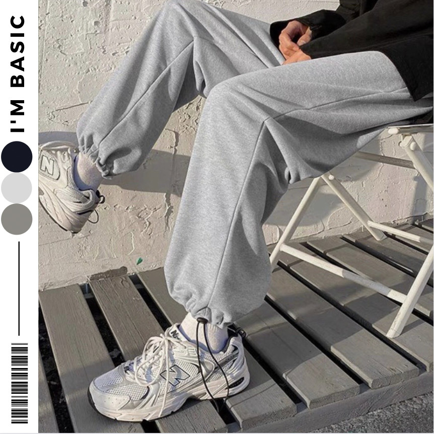 Quần Sweatpants Jogger Dây Rút Bo Ống Chun Form Rộng Unisex Ulzzang Phong Cách Hàn Quốc I'm Basic (QJG01)