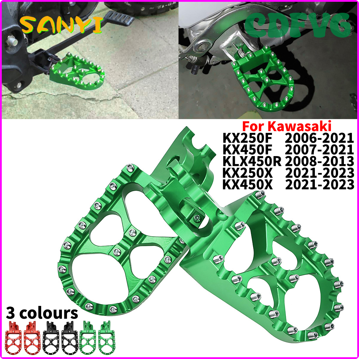 BHNJM For Kawasaki KX250 KX450 KX250F KX450F KLX450R KX KLX KXF 250 450 CNC FootRest Footpegs Foot Pegs Pedals Motorcycle Accessories LKMOP