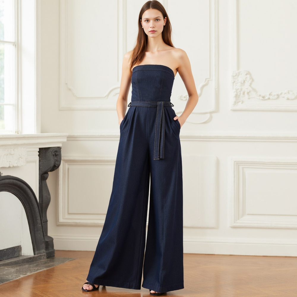 Closet Crush จั้มสูทเกาะอก กางเกงขายาวทรงกระบอก พร้อมเชือกผูกเอว ใส่ไปเที่ยว ราคา 331 บาท*ส่งฟรี