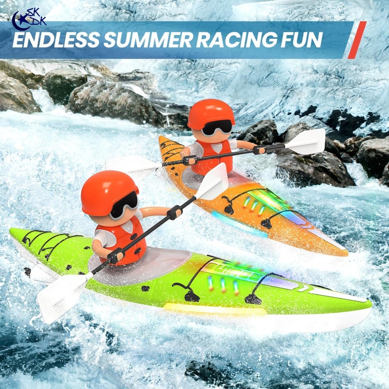 RC Kayak Boat 2.4 Ghz Remote Control Boat Toy With Colorful LED Lights For Lake Pool Gifts For Boys Girls ราคา 432 บาท*ส่งฟรี