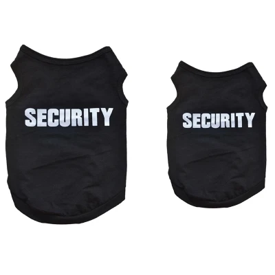 Pet Vest - High Quality 2 x Pet Winter Clothes Puppy Dog Cat Vest T Shirt Coat Dress Sweater Apparel "SECURITY", Black XS & S