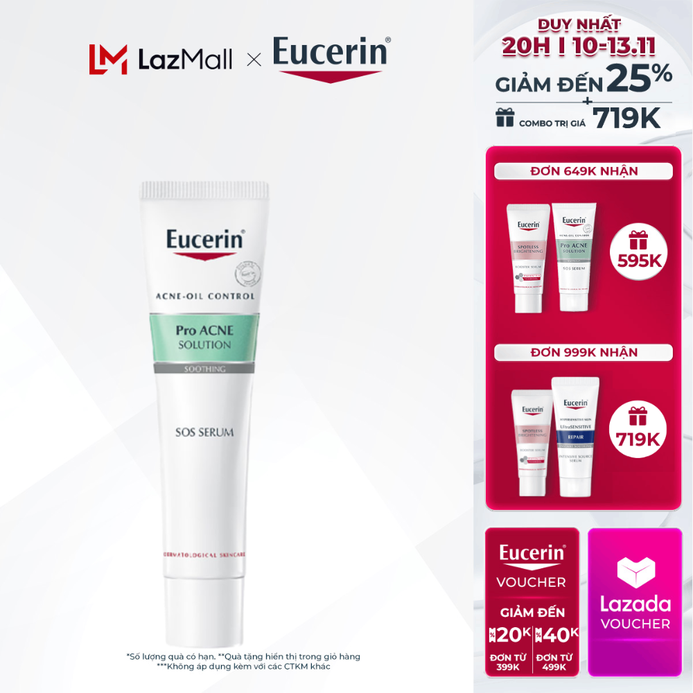 Tinh chất dưỡng cho da mụn Eucerin Pro Acne SOS Serum 40ml/10ml
