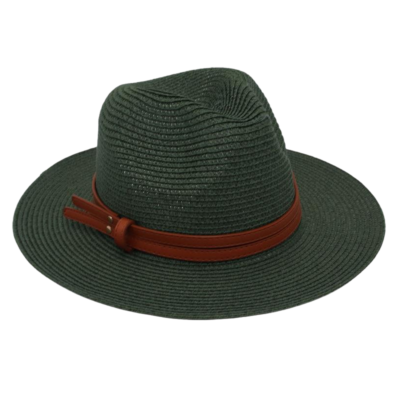 Women Straw Sun Hat Breathable Straw Hat Women’s Wide Brim Straw Hat with Faux Leather Belt – Adjustable Foldable Summer Beach Hat for Uv Protection Jazz Style Perfect for Asia Outdoors - 2