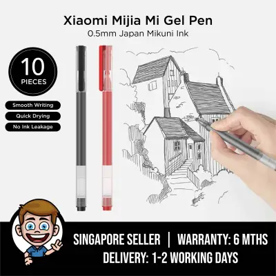 Xiaomi Pen, Mijia Mi Gel Pen, 0.5MM Japan Mikuni Ink, 10Pcs Pack - Black / Red MJZXB02WC