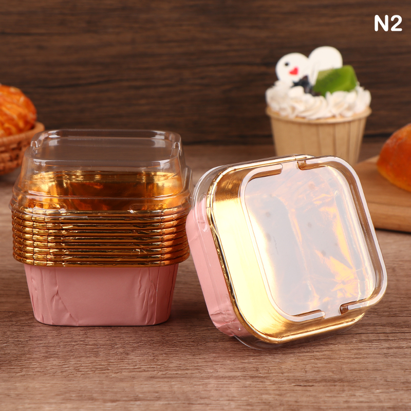 LivingEa 10 cái Muffin bánh cốc giấy vuông cupcake lót nướng bánh muffin hộp ly