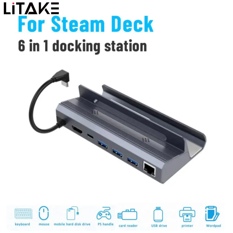 Docking Station Game Console Docking Stand HD 4K 60Hz USB 3.0 USB C Controller Stand Compatible For Steam Deck Controller ราคา 809 บาท*ส่งฟรี