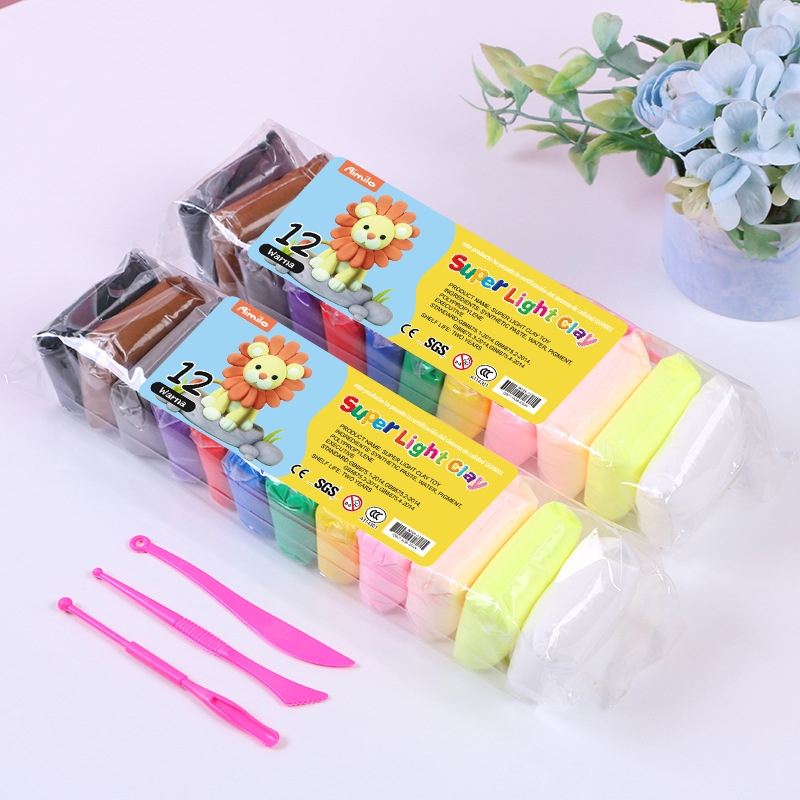 [READY] Aimilo Kotak Hadiah Mainan Clay Isi 12 Pcs Clay Warna Warni Mainan Edukasi Anak Hadiah Anak
