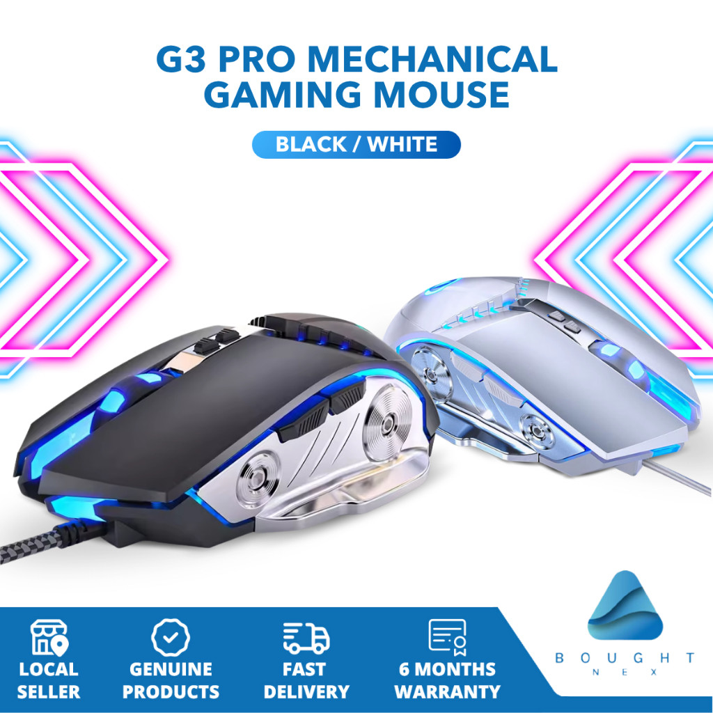 G3 PRO Mechanical Gaming Mouse - High DPI, RGB Light, Silent Version