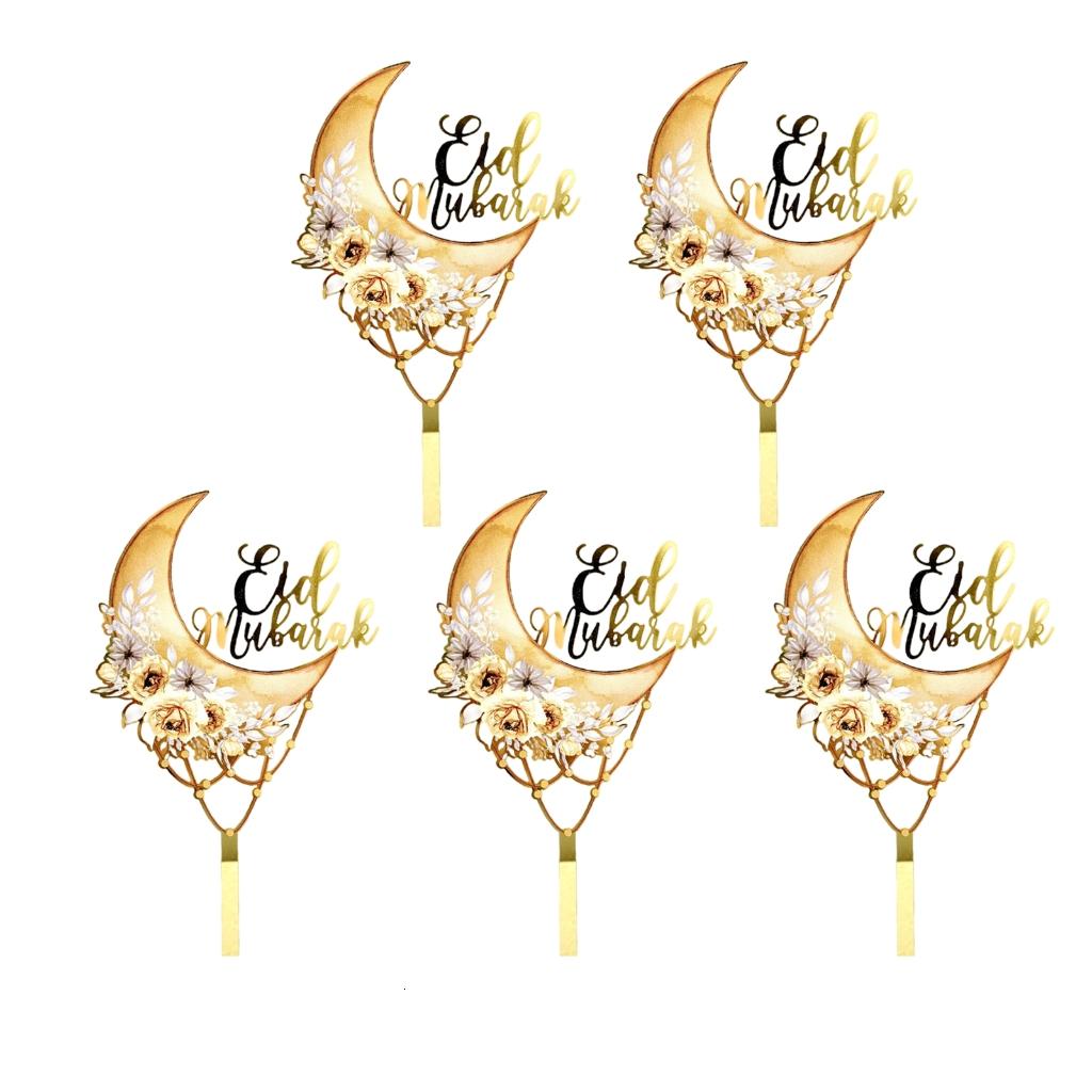 5pcs EID chủ đề trang trí bánh đặt cupcakes toppers Phụ Kiện Cắm trên bánh phụ kiện bánh