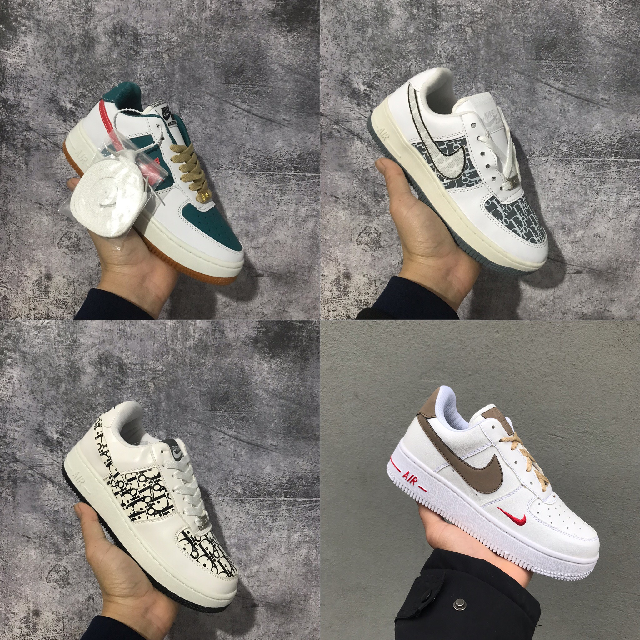 Giày thể thao AF1 dior trắng đế đen xám Hot trend nam nữ