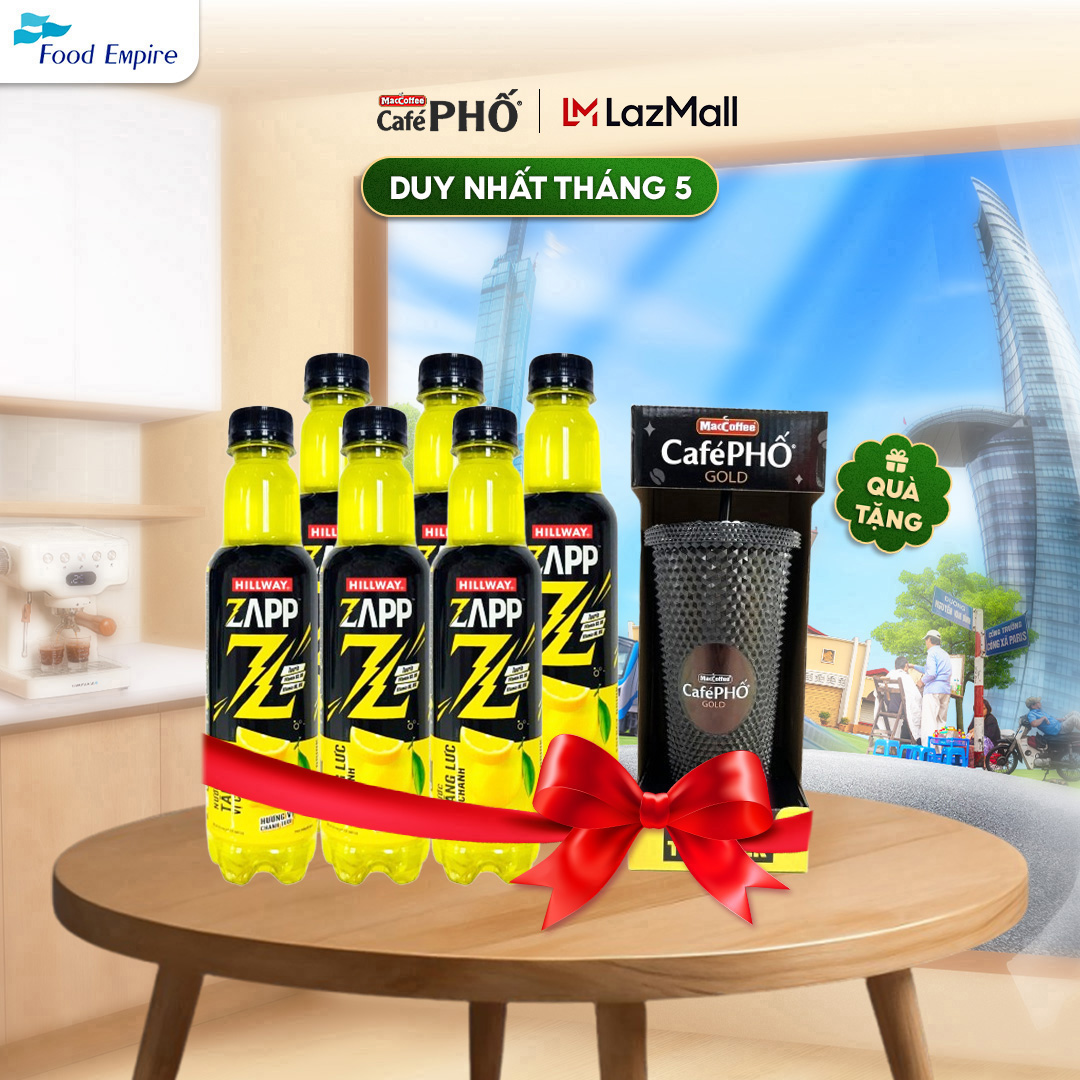 Lốc Nước Tăng Lực Zapp Vị Chanh - Hillway (1 Lốc 6 chai x 330ml)