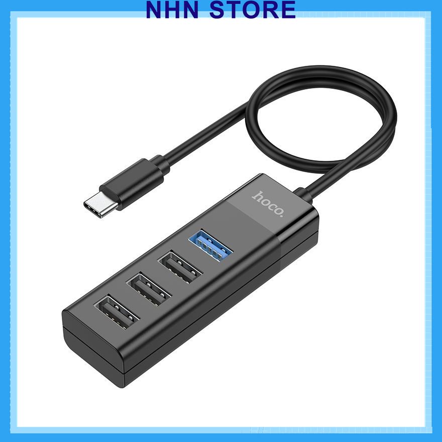 Hub chia cổng usb chính hãng hoco hb25 type-c ra 1 cổng usb 3.0 + 3 cổng usb 2.0 - hãng phân phối h2n