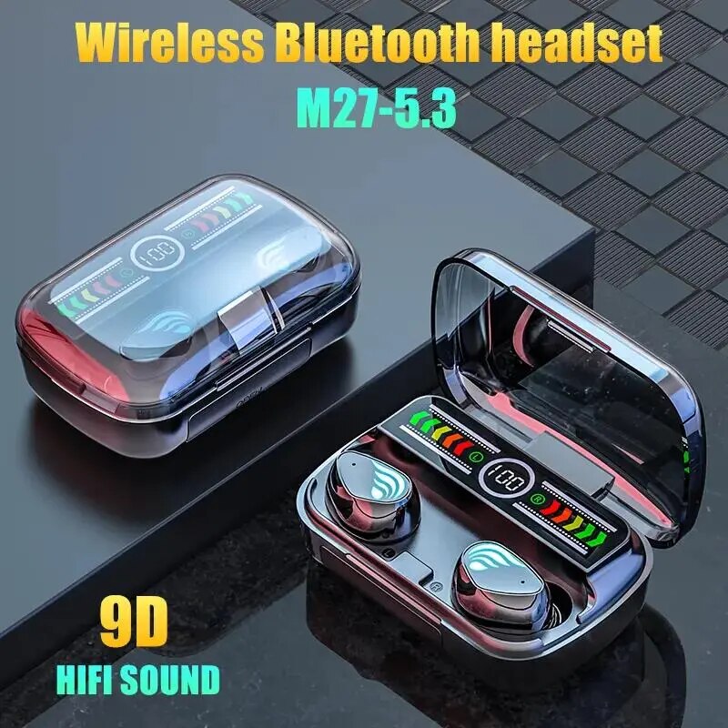 TWS M27 Tai nghe bluetooth 5.3 Tai nghe không dây Tai nghe nhét tai không thấm nước tai nghe thể thao âm thanh nổi Tai nghe chụp không dây Bluetooth thật