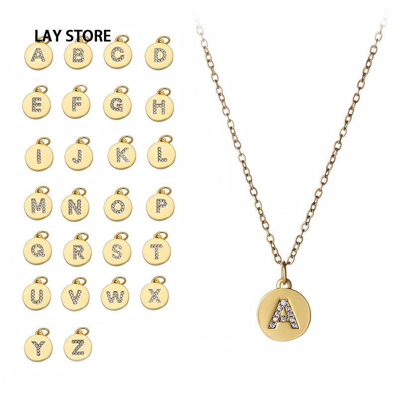 1 Round Face collar Engraved with zircon - studded unsullied steel ราคา 44 บาท*ส่งฟรี