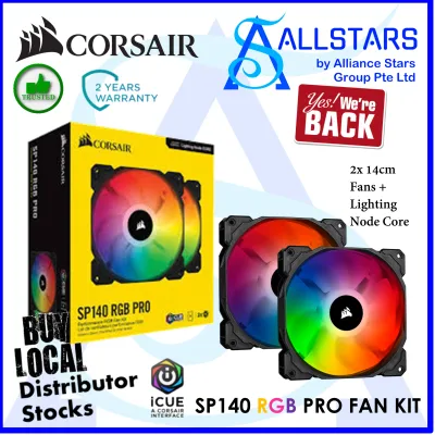(ALLSTARS : We Are Back Promo) CORSAIR SP140 RGB PRO Performance RGB Fan Kit (2x 14cm Fans + Lighting Node Core) (CS-CO-9050096-WW) (Local Warranty 2years with Convergent)