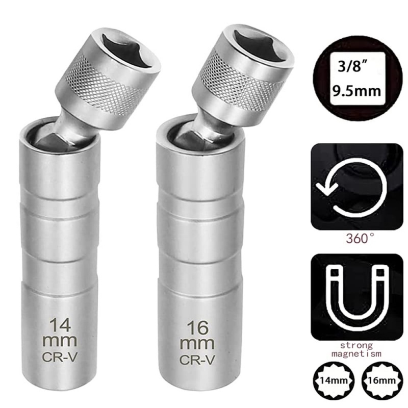 Khẩu tháo bugi đánh lửa 14 / 16mm 12 góc 3 / 8 "bằng thép cacbon - tuýp mở bugi ô tô