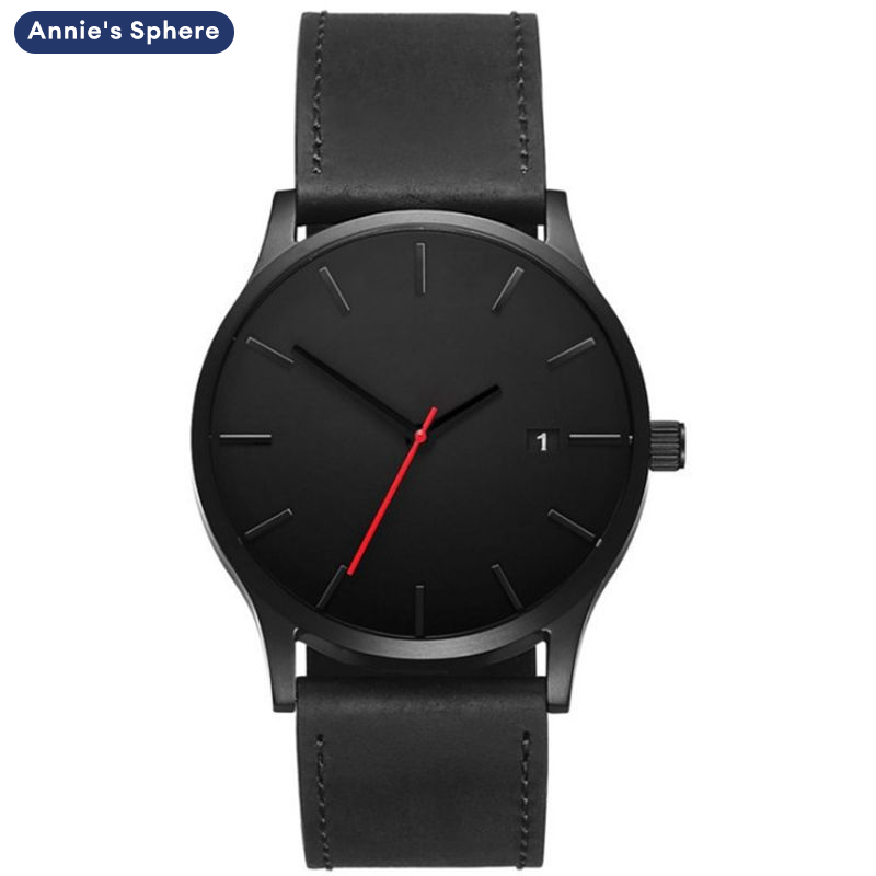 Annie's Sphere, a Minimalist Style Quartz Wristwatch for Men, Leather Strap, with Date Display on the Dial. Casual Fashion Design ราคา 73 บาท*ส่งฟรี