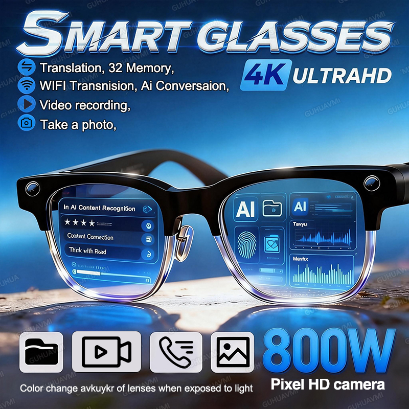 Xiaomi 2026 New 800W Pixel Camera Smart Glasses Men Video Recording AI Photo Recognition Bluetooth Call Voice Translation Sunglasses Man