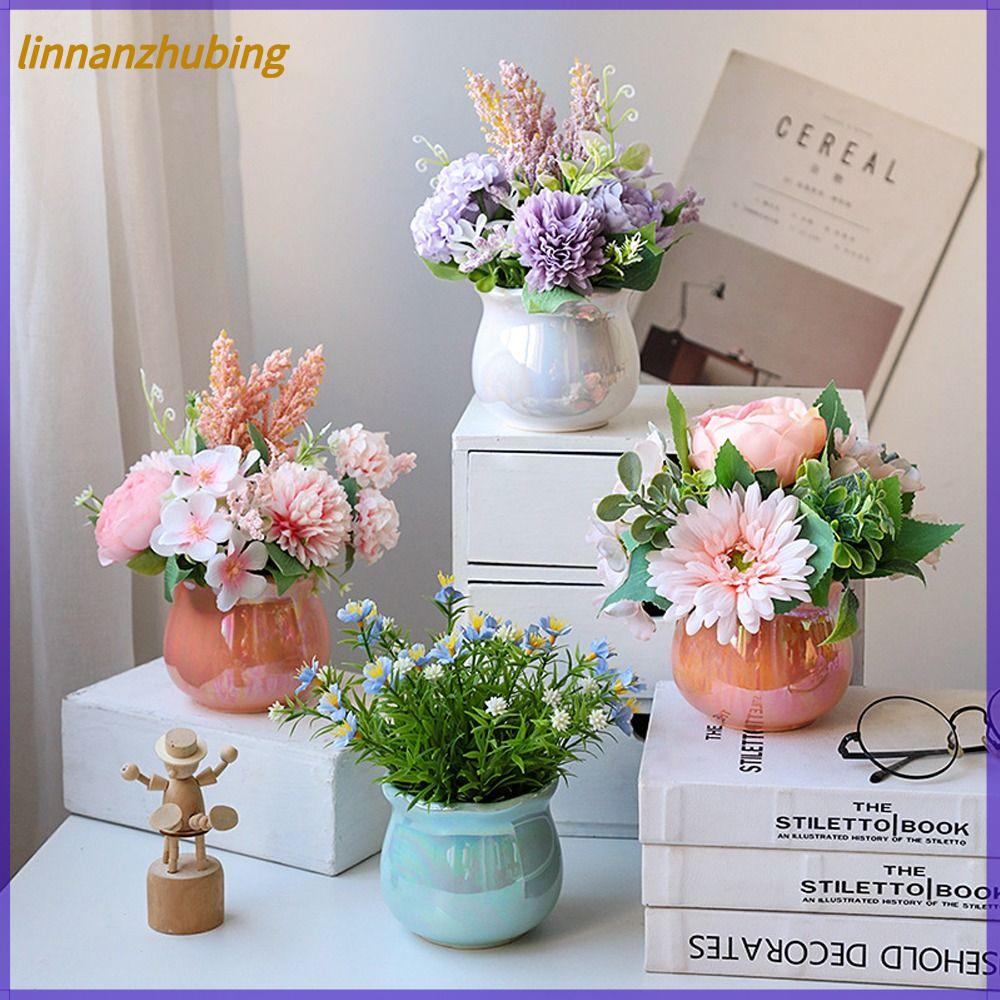 LINNANZHUBING Bình màu ngọc trai Hoa trong chậu Cây Cảnh Màu ma thuật Đồ trang trí trong chậu Mới Cây Giả Chậu hoa mini Trang trí vườn nhà