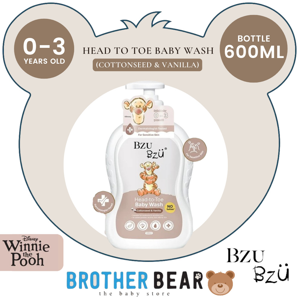 BZU BZU Head-to-Toe Baby Wash (Cottonseed & Vanilla) 600ml | BROTHER BEAR