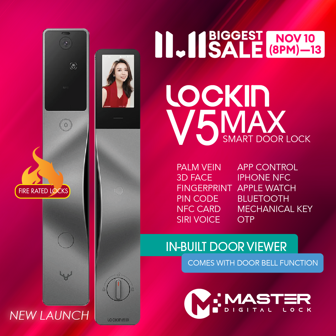 All new products LOCKIN V5 MAX WIFI DIGITAL DOOR LOCK (2 YEARS WARRANTY)