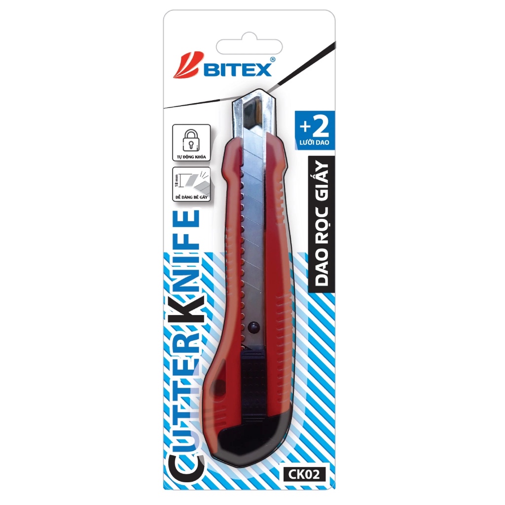 [MUA NHIỀU SIÊU RẺ] Dao rọc giấy Bitex CK-02 / CK02 chất lượng cao kèm 2 lưỡi thay thế