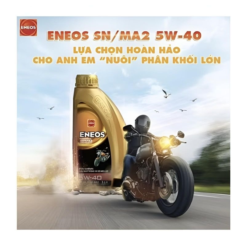 ENEOS SN/MA2 5W-40 1L TÂN VƯƠNG 5w40 Fully Synthetic, dầu nhớt tổng hợp toàn phần xe số xe côn tay 1