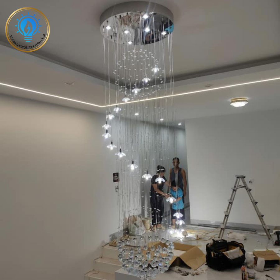 Đèn Thả Trang Trí Đèn Decor Hiện Đại Bảo Hành 24 Tháng Đèn Thông Tầng Pha Lê Cao Cấp