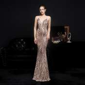 Sequined mermaid cocktail gown for bride, by 