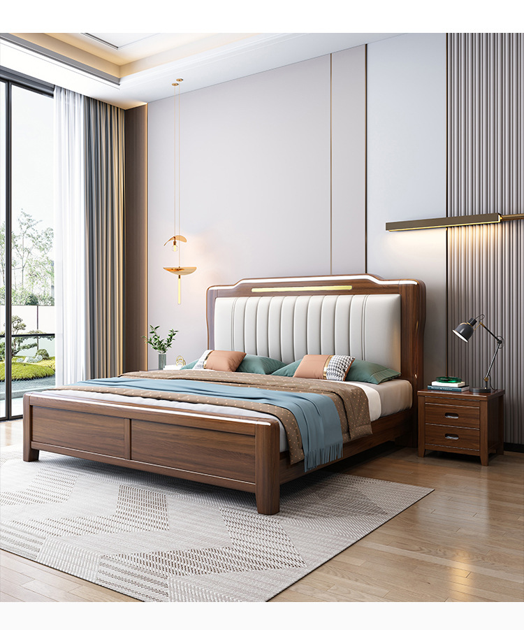 Neues goldenes Sandelholzbett im chinesischen Stil, 1,8 m, Doppelbett, Hauptschlafzimmer, 1,5 m Bett, M, leichtes, luxuriöses Schlafzimmermöbelbett