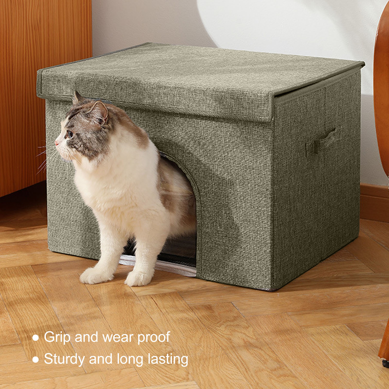 ZJchao Portable Cat Cooling House with Ice Pack Foldable Pet Cooling Cat Cave for Summer Indoor and Outdoor Use (OD Green) - 3