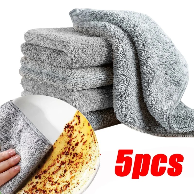 3/5 cái khăn lau than tre khăn lau dầu chống dính vi sợi giẻ lau nhà bếp Khăn Lau Cửa Sổ thấm nước gia dụng