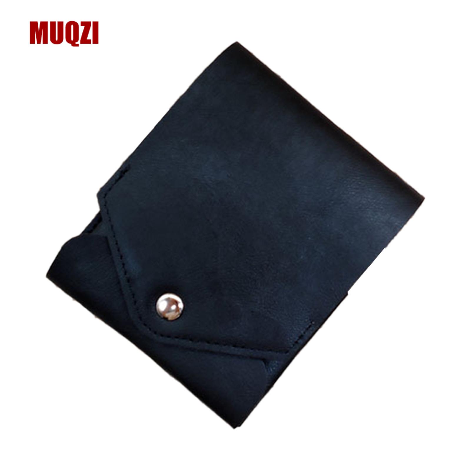 อุปกรณ์ไอทีและแก็ดเจ็ต MUQZI กระเป๋าสตางค์ความจุขนาดใหญ่ Retro Distressed Wallet Slim Faux Leather Bifold Wallet for Men Women – Retro Snap Button Card Holder การออกแบบแบบพกพาและน้ำหนักเบาเหมาะสำหรับใช้ในชีวิตประจำวันในเอเชีย