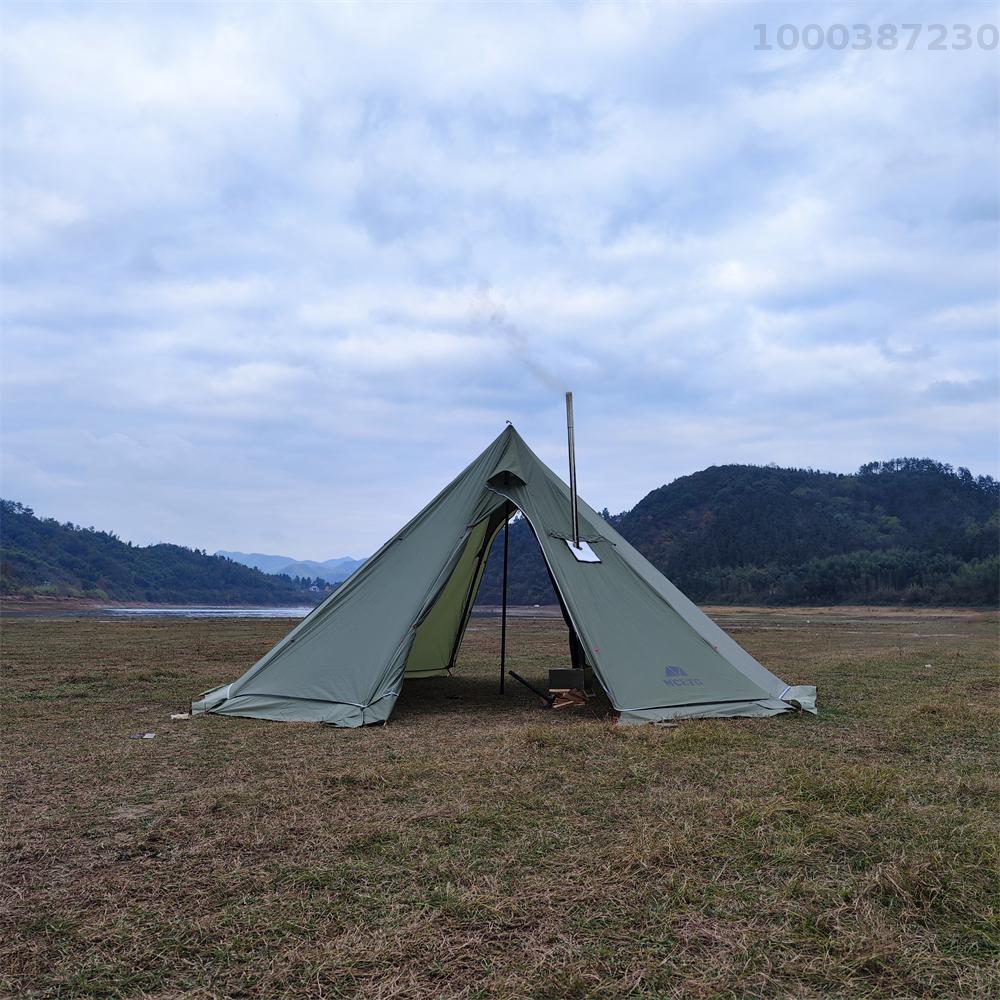 【100% Authentic】Lixada 5-8 People Tipi Hot Tent with Stove Jack Camping Pyramid Teepee Tent for Camping Backpacking Hiking · v25